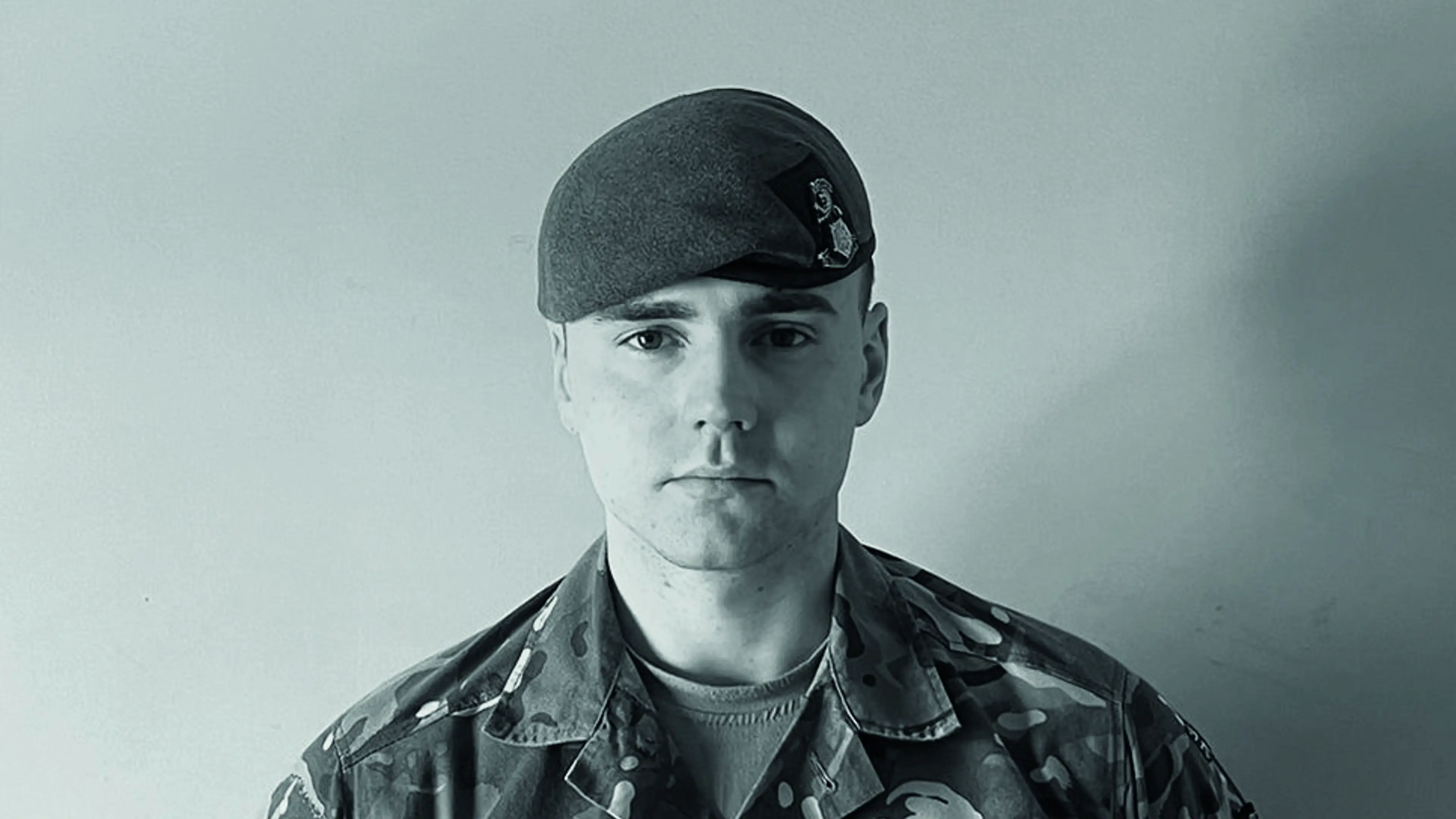 Black and white portrait of male soldier