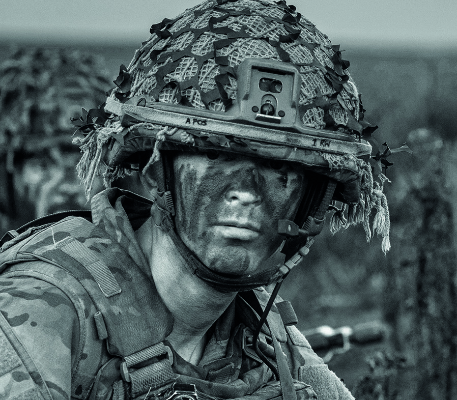 Black and white portrait of male soldier