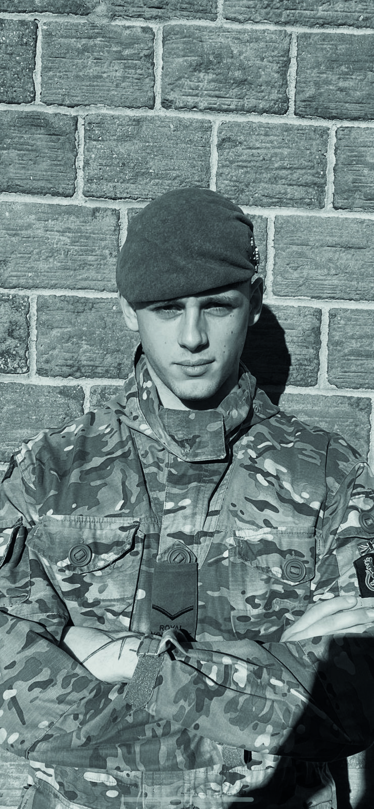 Black and white portrait of male soldier