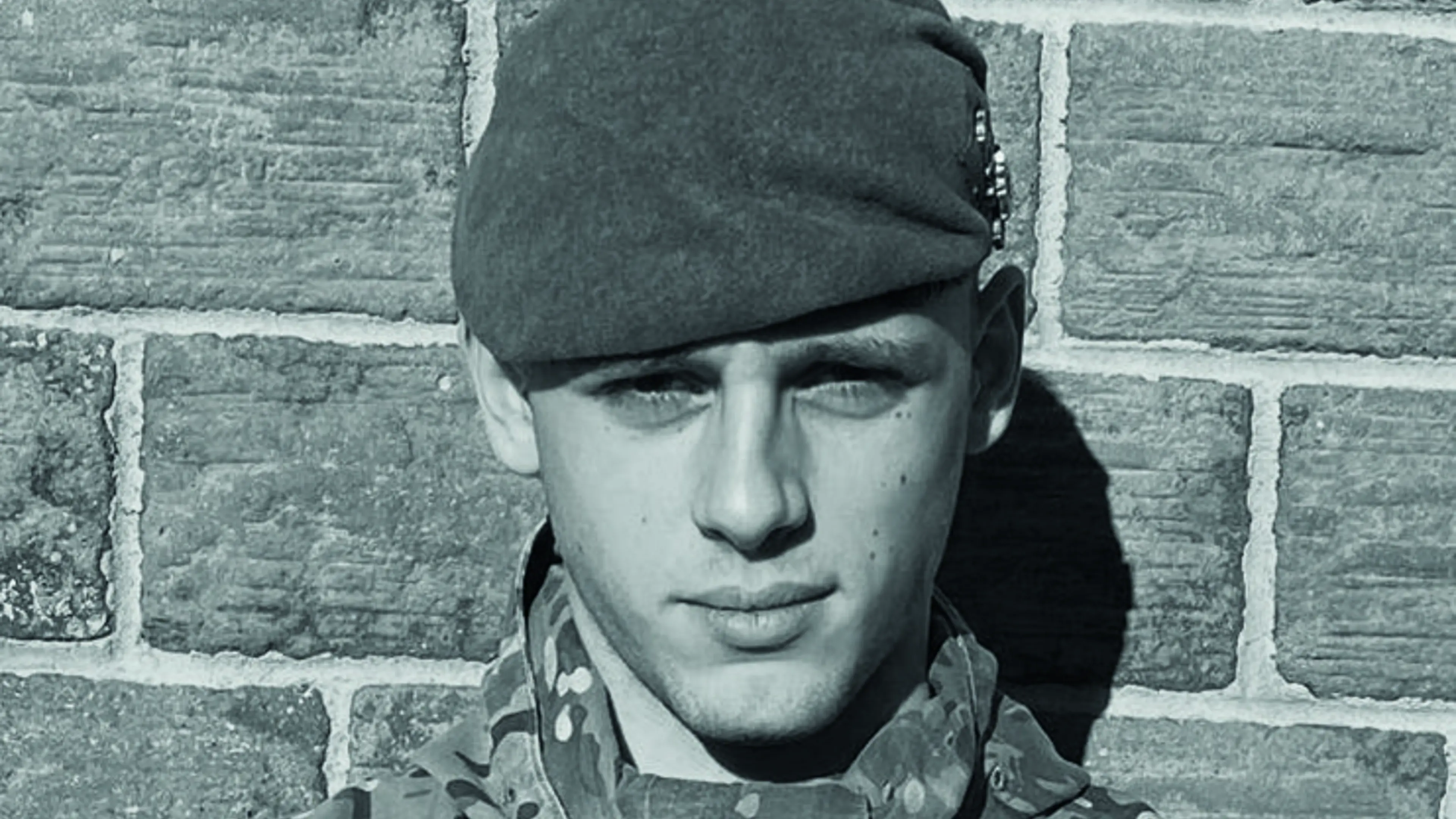 Black and white portrait of male soldier