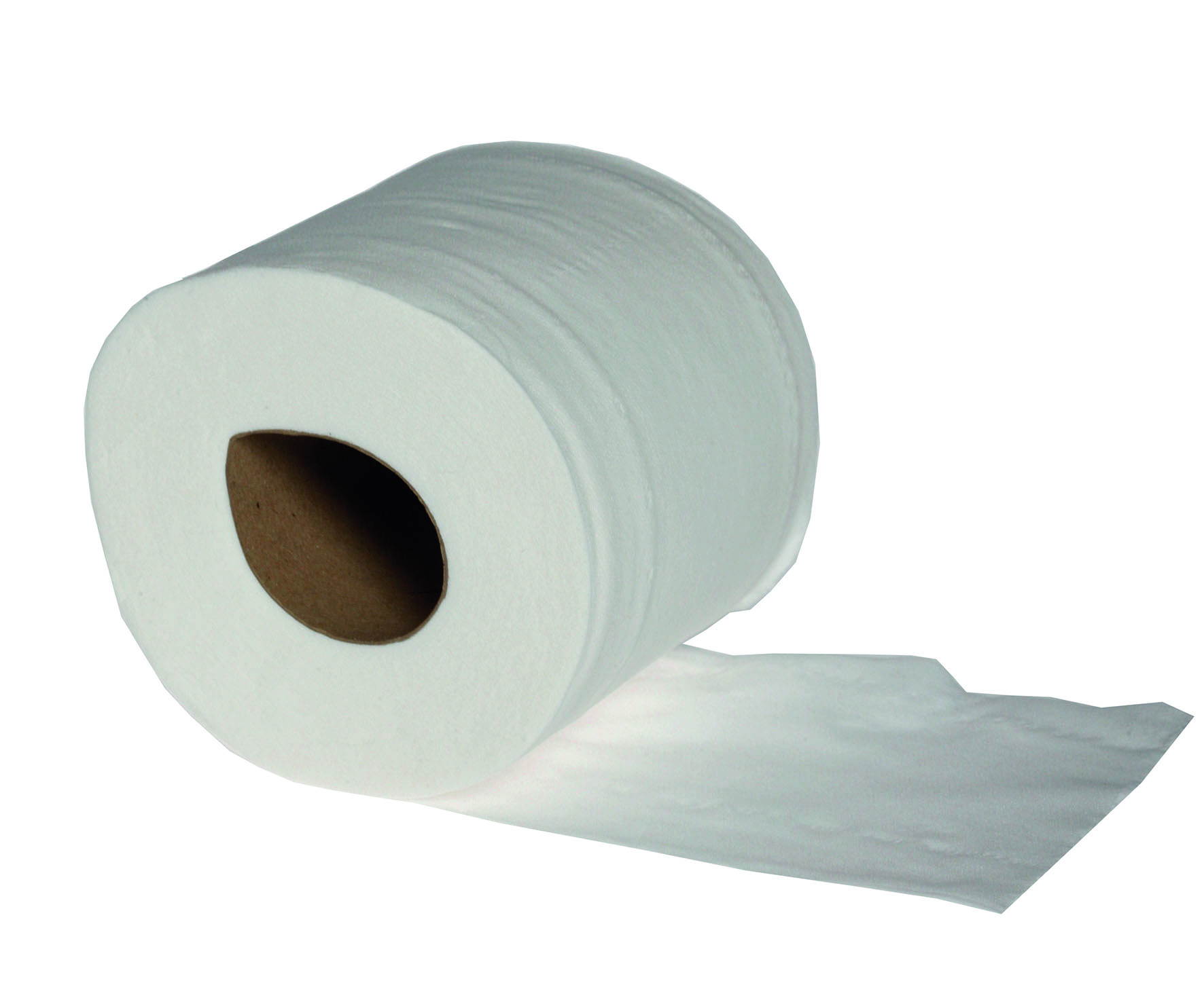 Unrolled toilet paper with white background