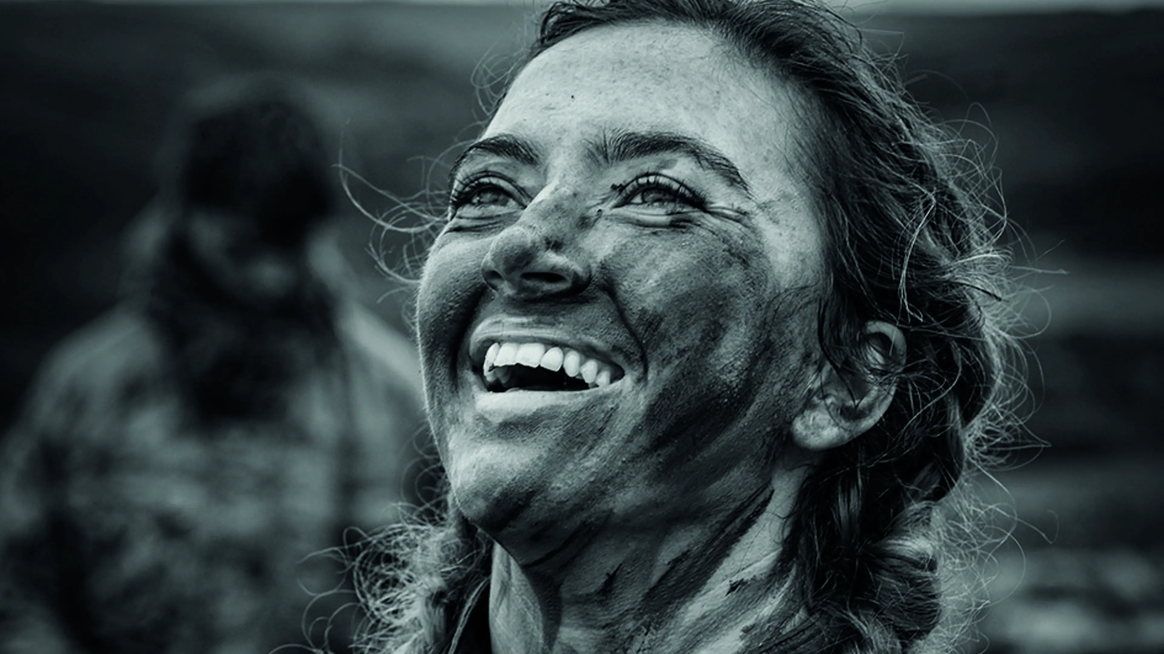 Black and white portrait of female soldier